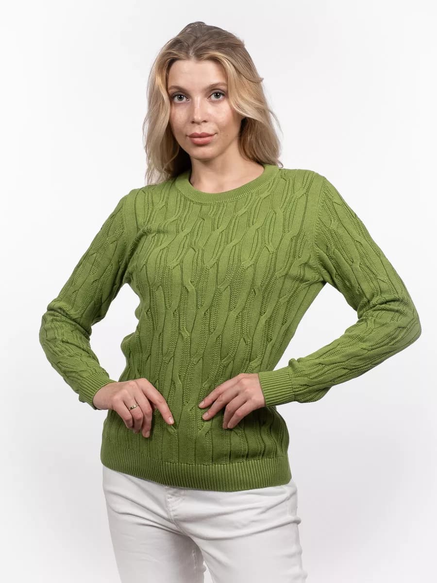 Джемпер вязаный с косами хлопок 100%