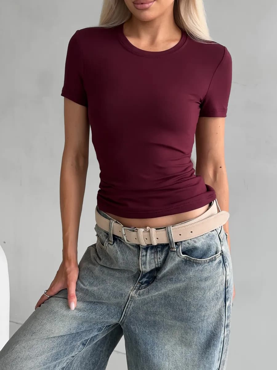 Скимс skims приталенная футболка скинни облегающая