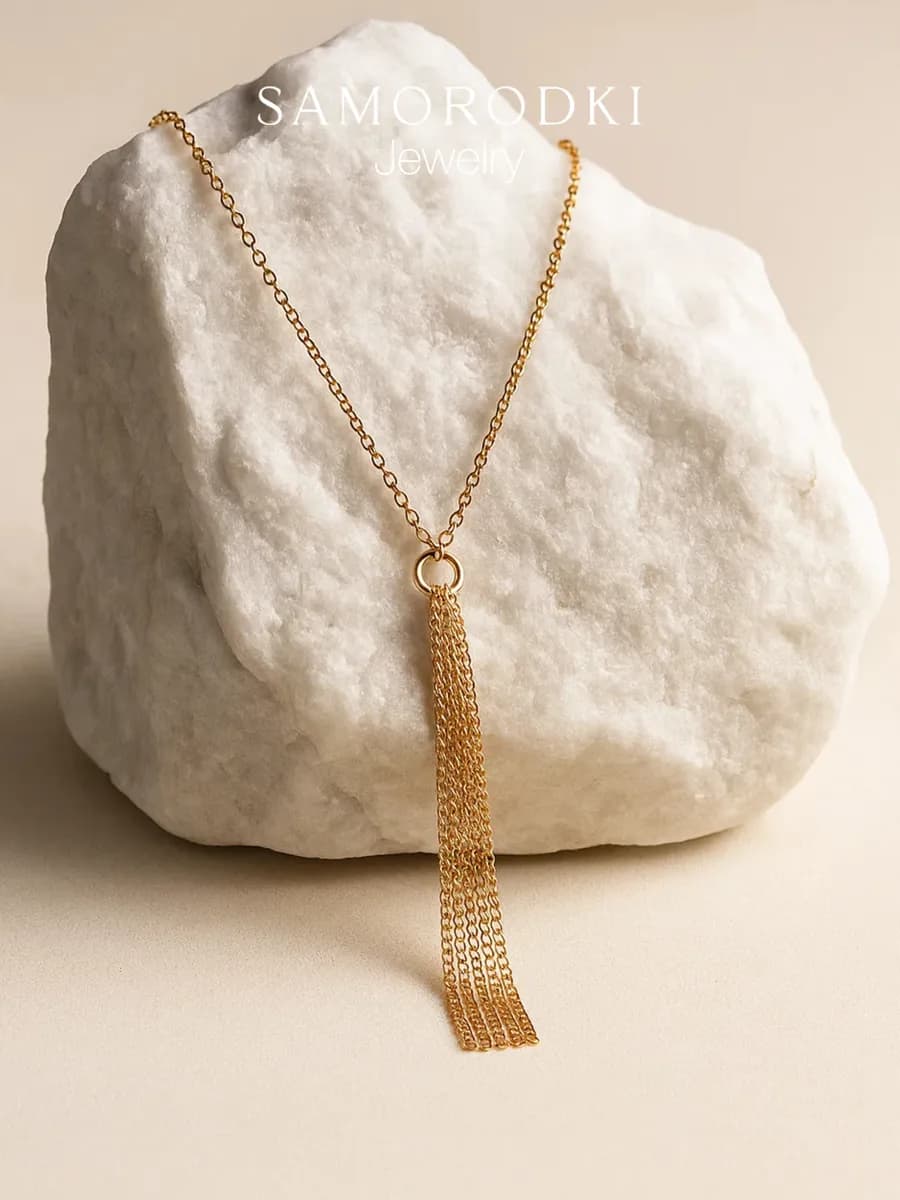 Колье галстук из серебра 925 с позолотой