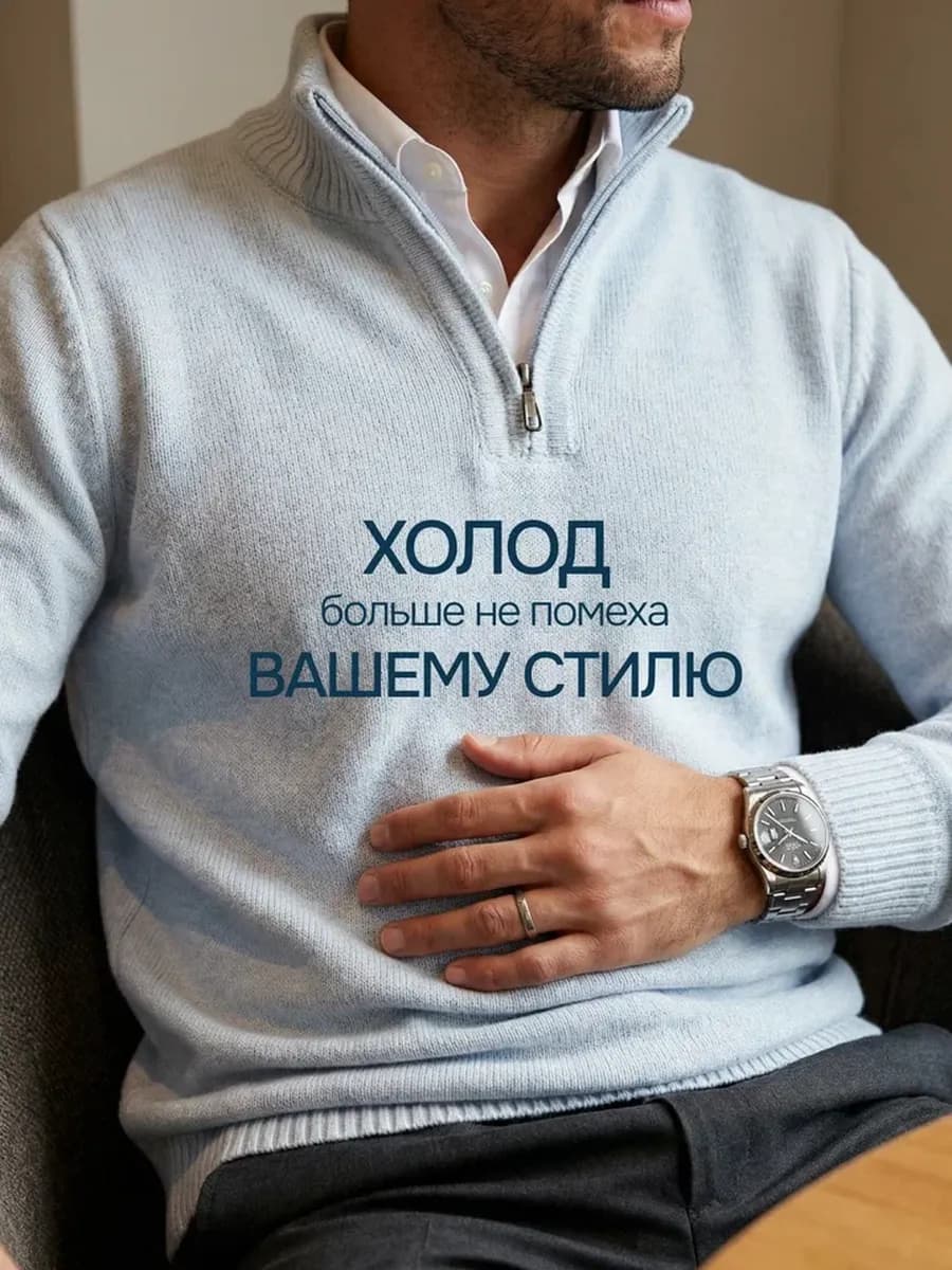 Теплый свитер с горлом мужской