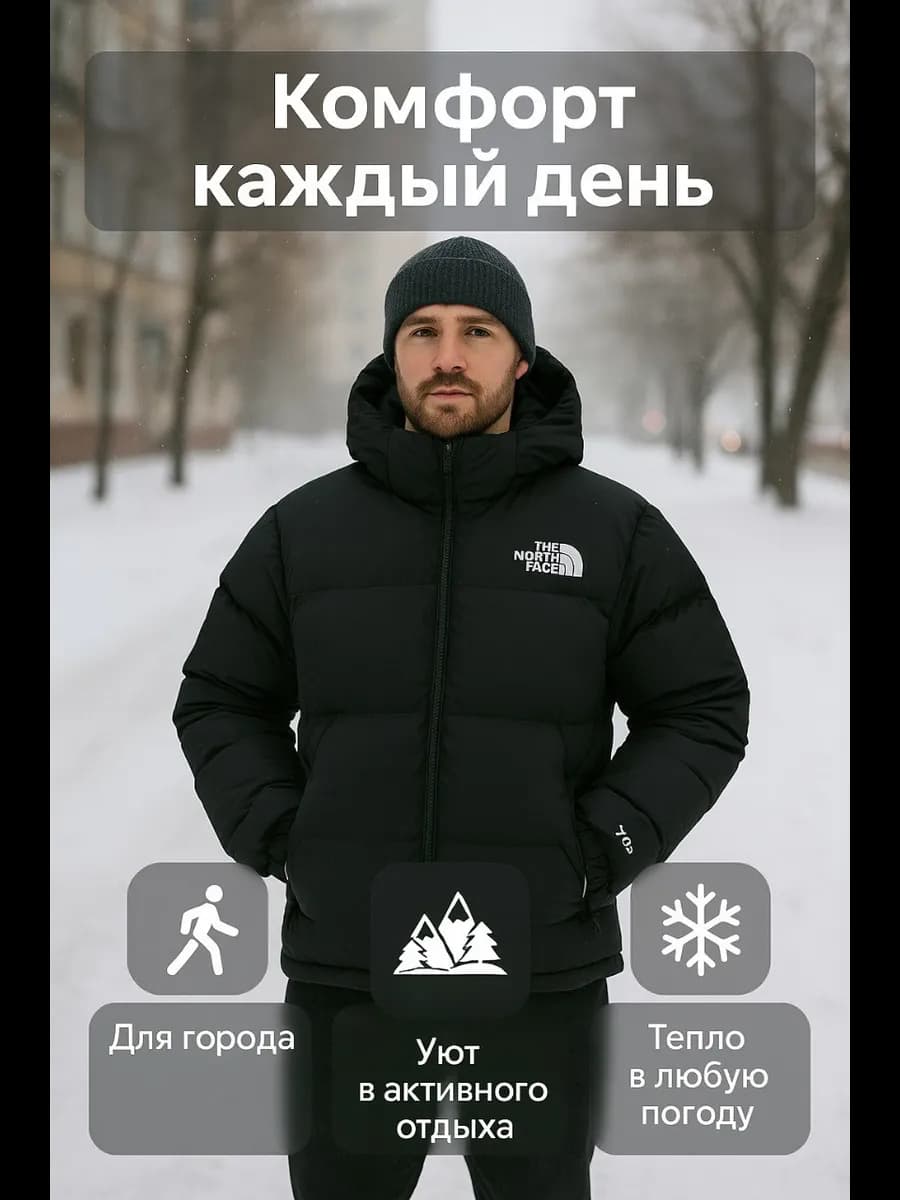 Куртка зимняя норт фейс с капюшонам