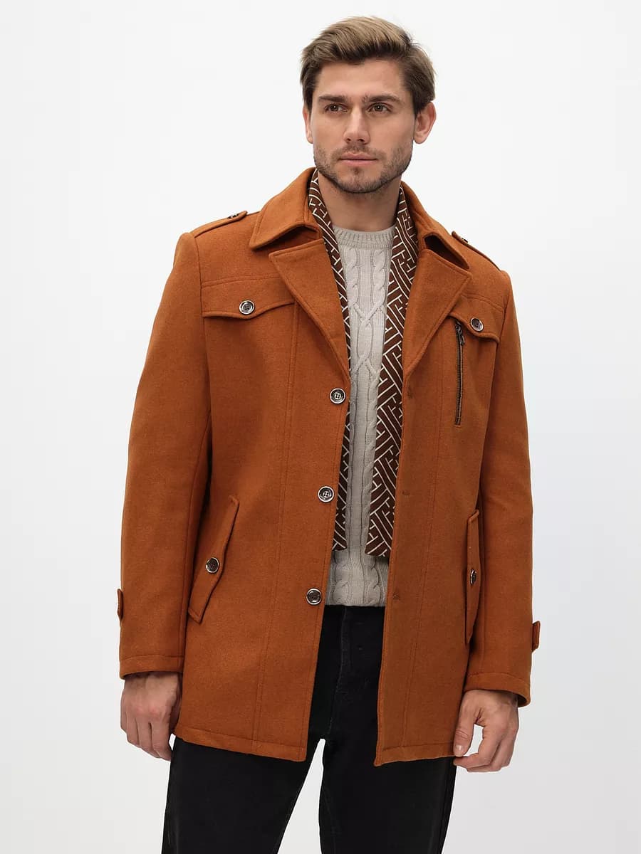 Пальто демисезонное короткое с шарфом