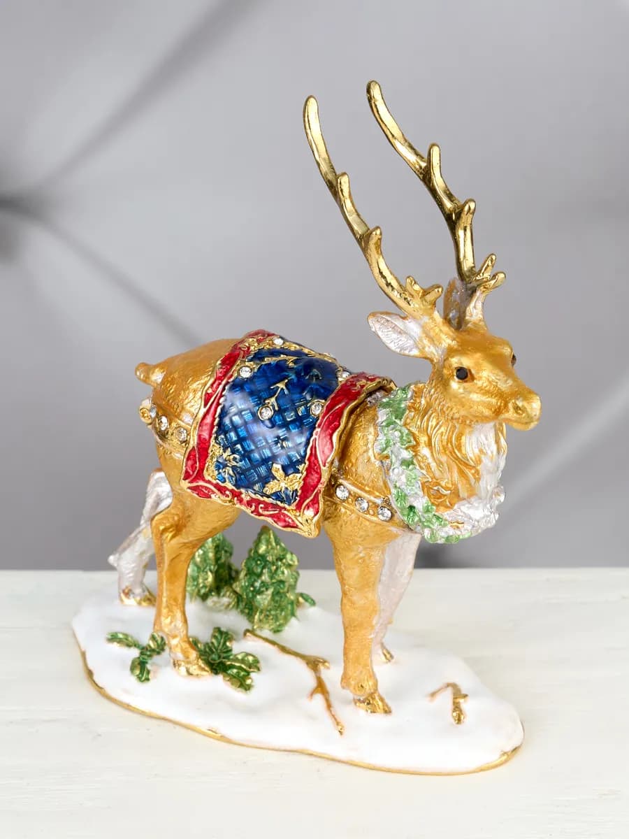 Шкатулка для украшений фигурка статуэтка Олень новогодний - фото 1