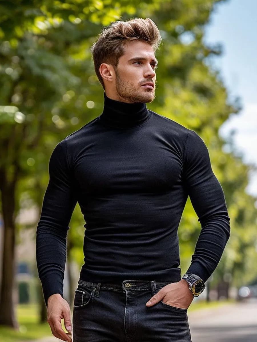 Водолазка с горлом теплая Базовый джемпер