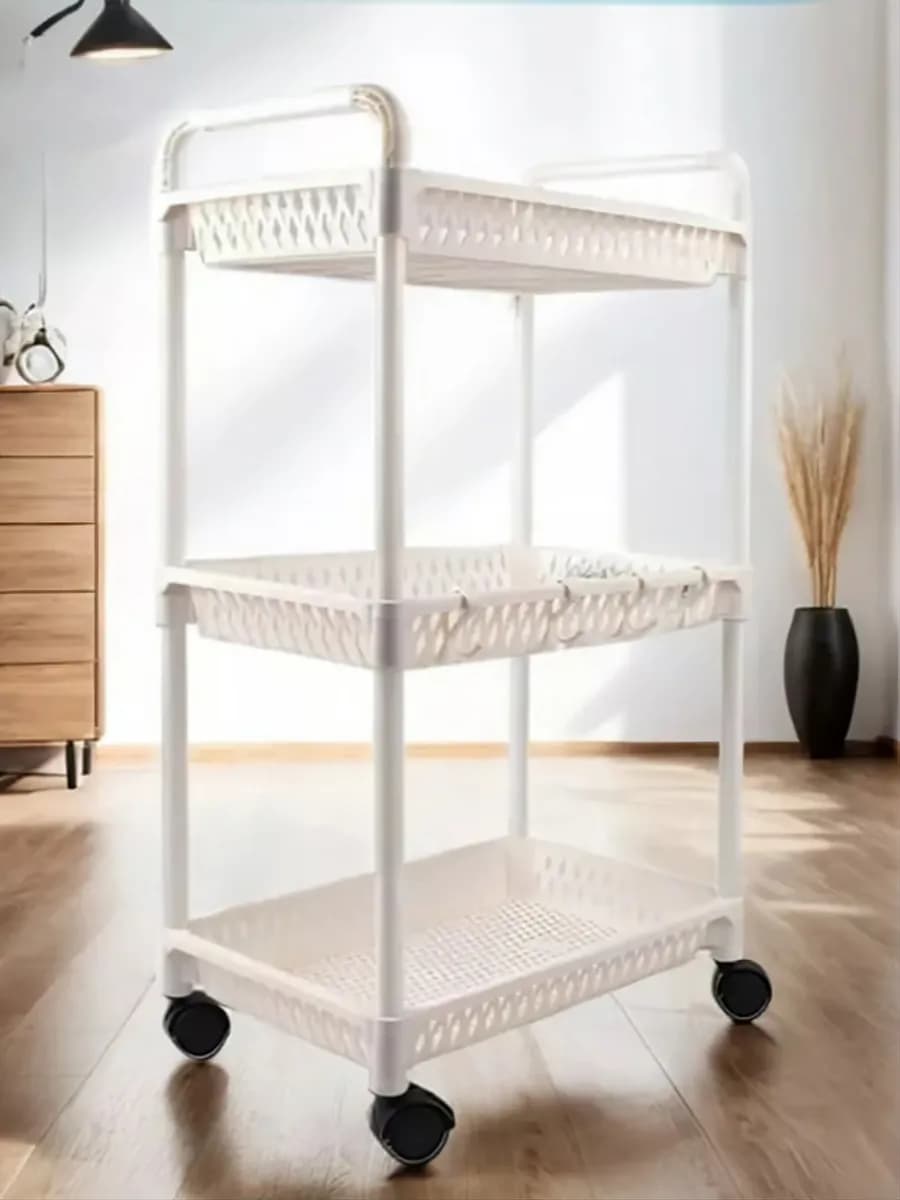 Этажерка для ванной и кухни на колесиках