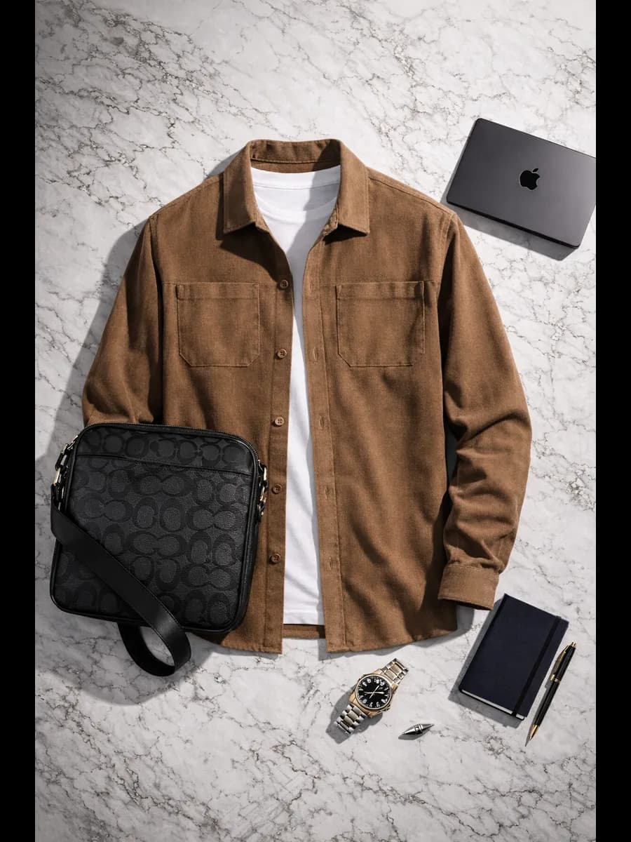 Мужской рубашка вельветовая