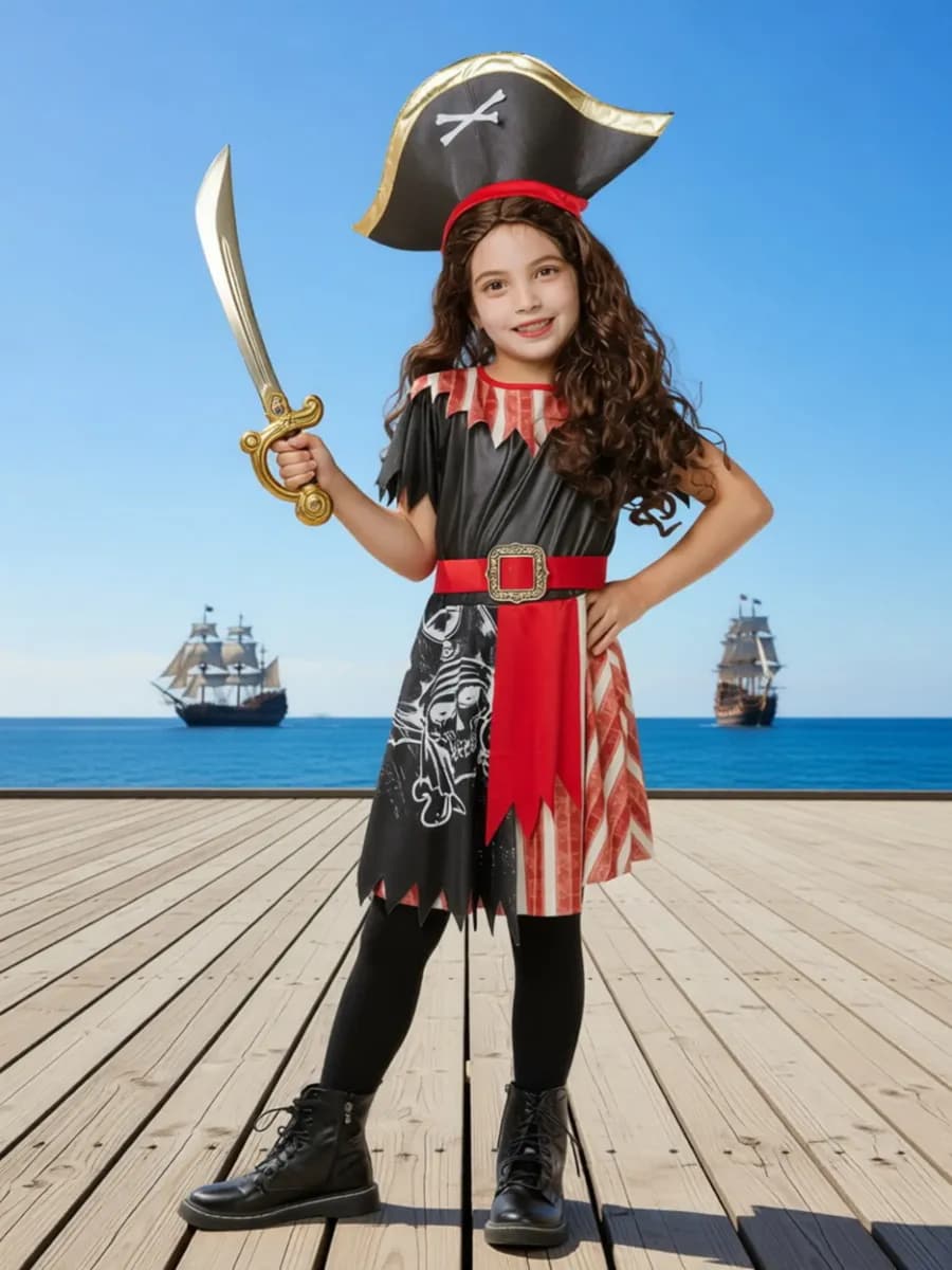 Новогодний костюм пиратки детский - фото 1