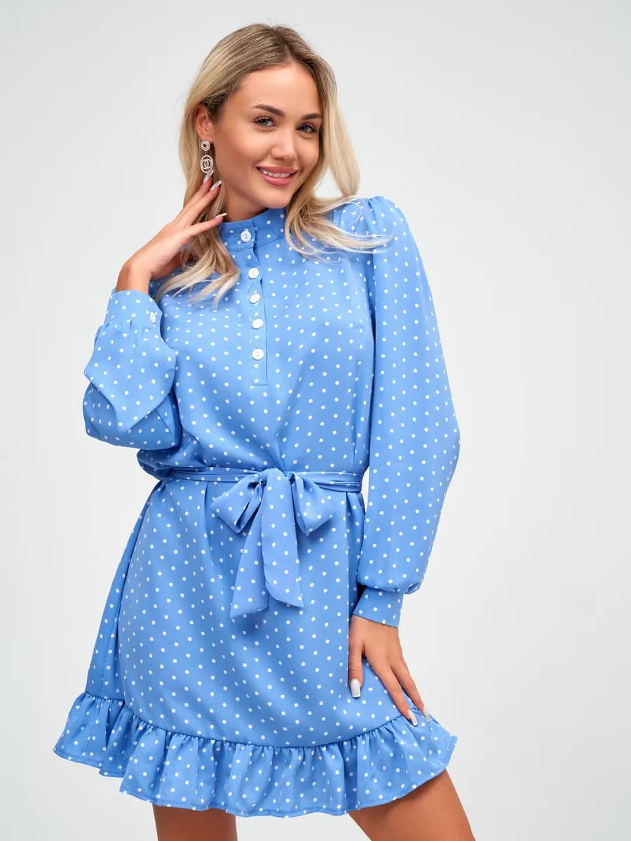 Платье вечернее офисное в горошек молодежное