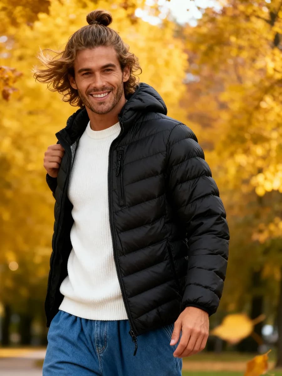 Куртка демисезонная утепленная с капюшоном пуховик