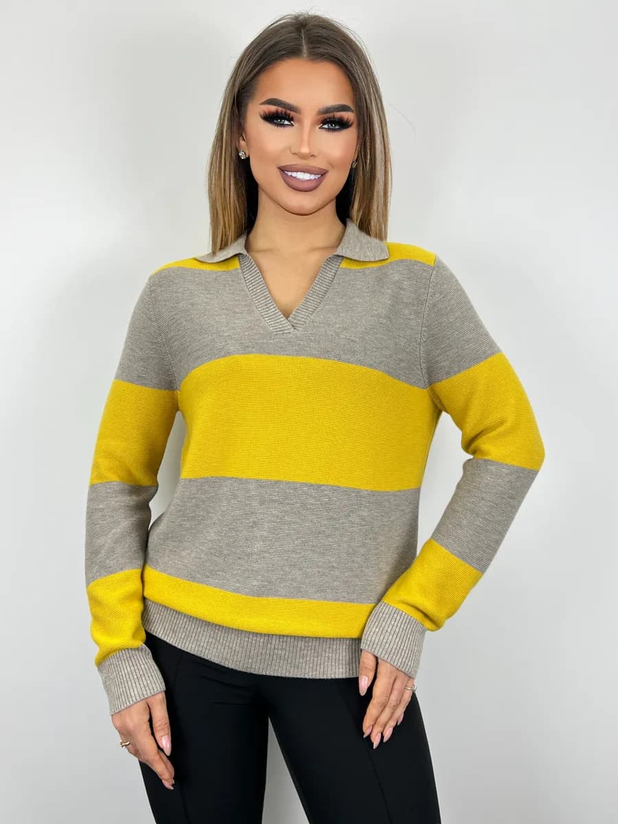 Джемпер-поло в полоску