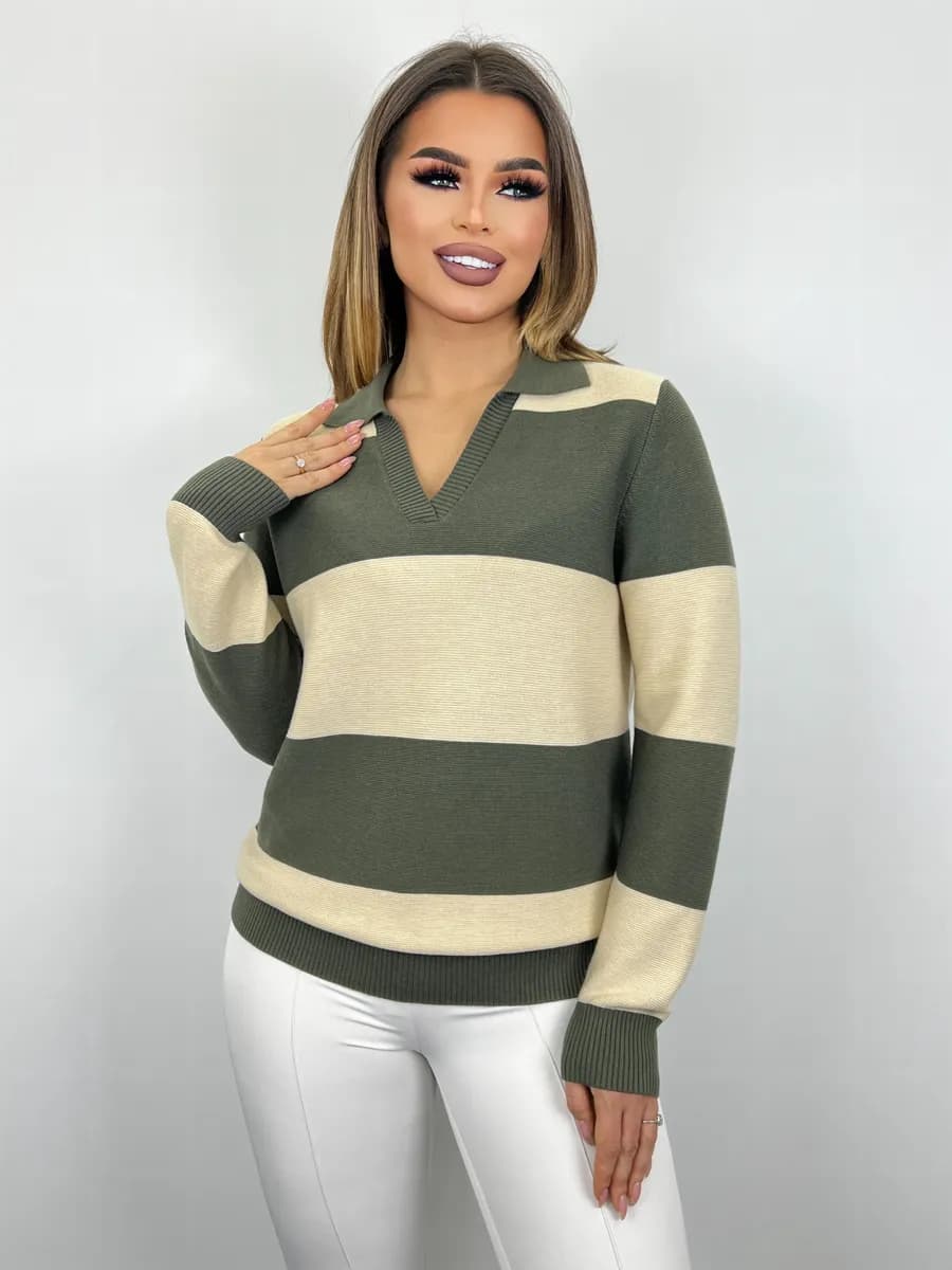 Джемпер-поло в полоску