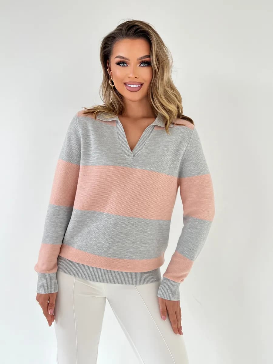 Джемпер-поло в полоску