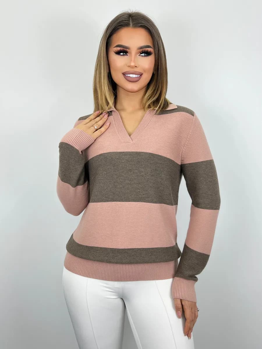 Джемпер-поло в полоску - фото 1