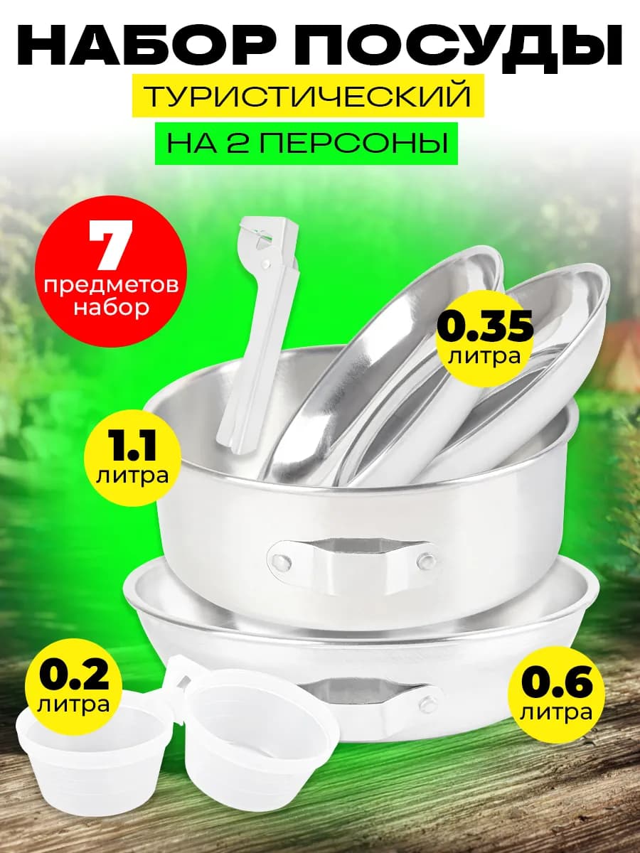Туристический набор посуды для пикника на 2 персоны