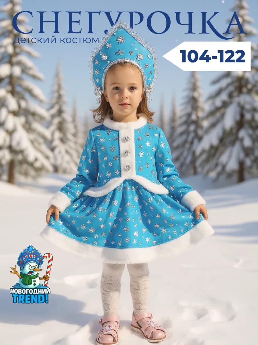 Детский костюм Снегурочки с кокошником