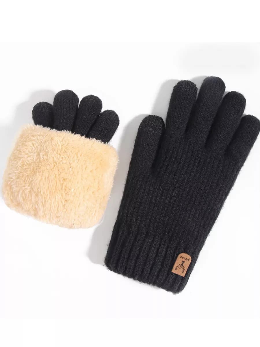 Перчатки зимние теплые с мехом вязаные сенсорные