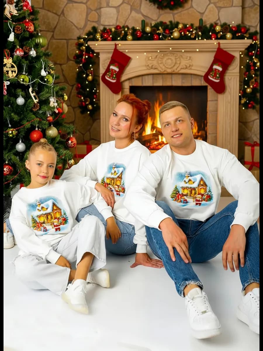 Джемпер с новогодним рисунком фэмили лук - фото 1