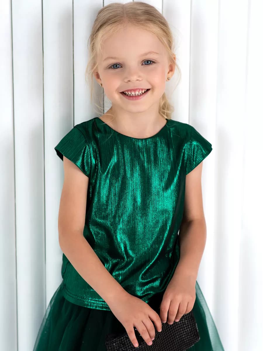 Блестящий топ Нарядная футболка Блузка