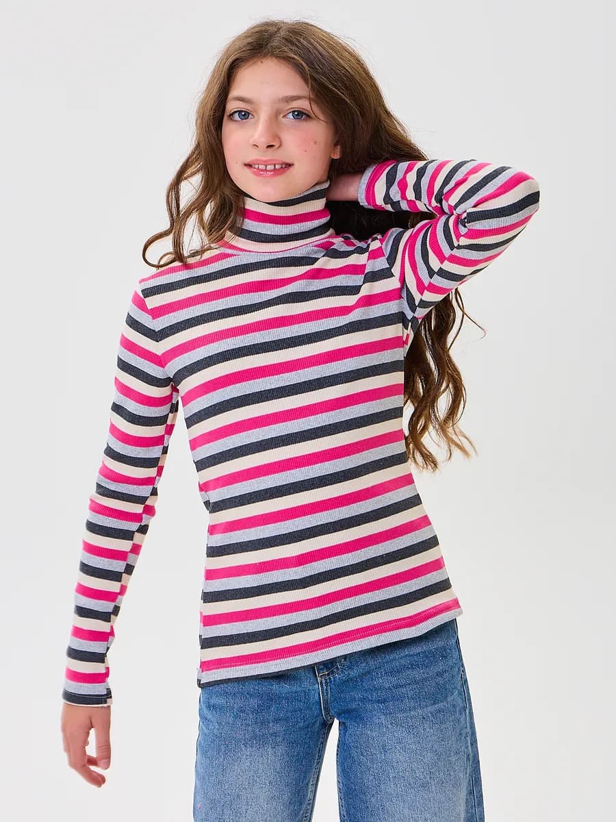 Водолазка школьная детская с горлом в полоску хлопок