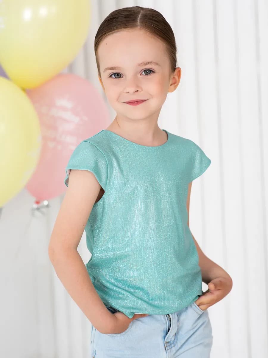 Блестящий топ Нарядная футболка Блузка