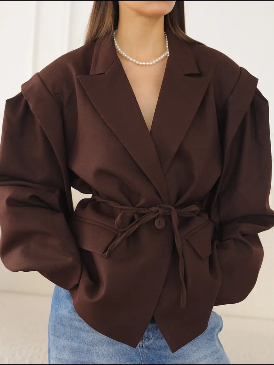 Пиджак оверсайз шоколадный - фото 1