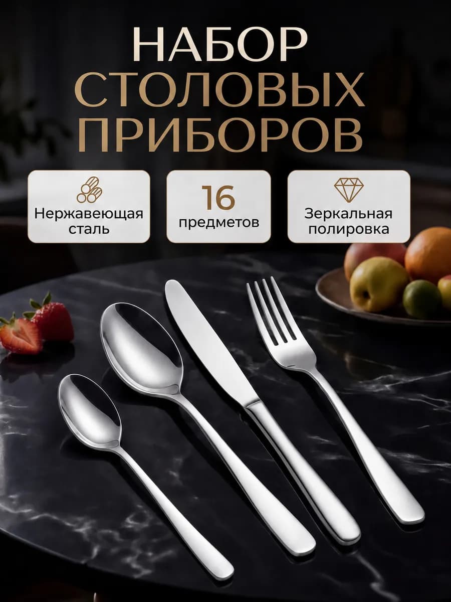 Набор столовых приборов на 4 персоны 16 предметов