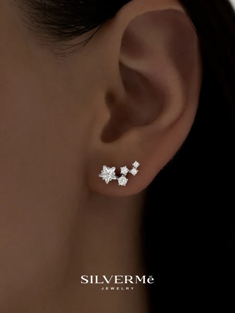 Серьги серебряные гвоздики серебро 925 звезды