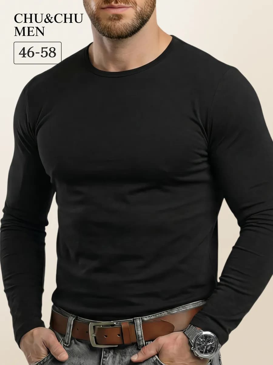 Базовый хлопковый лонгслив с длинным рукавом