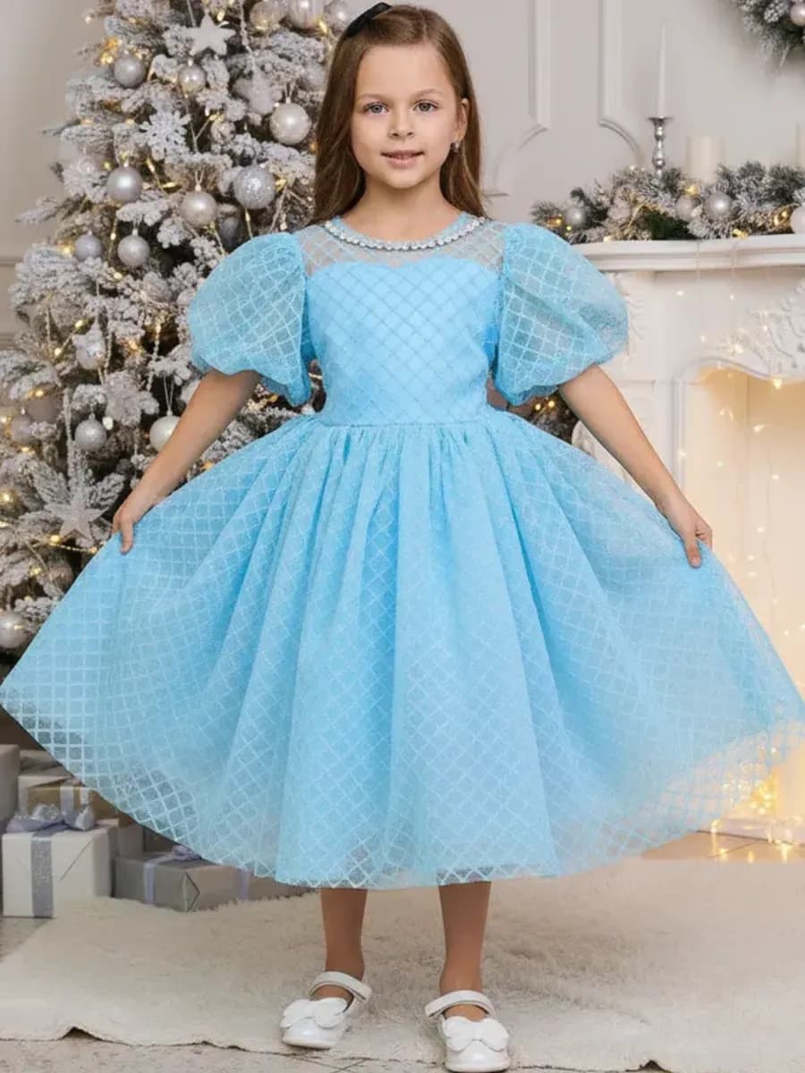 Платье праздничное нарядное пышное снежинка