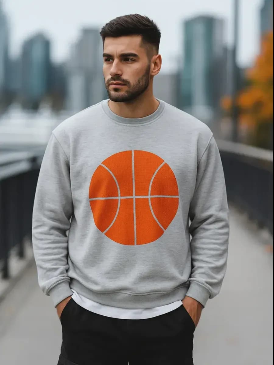 Свитшот базовый с принтом без начеса