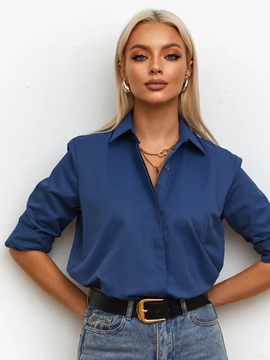 Рубашка классическая прямая хлопок для офиса и школы