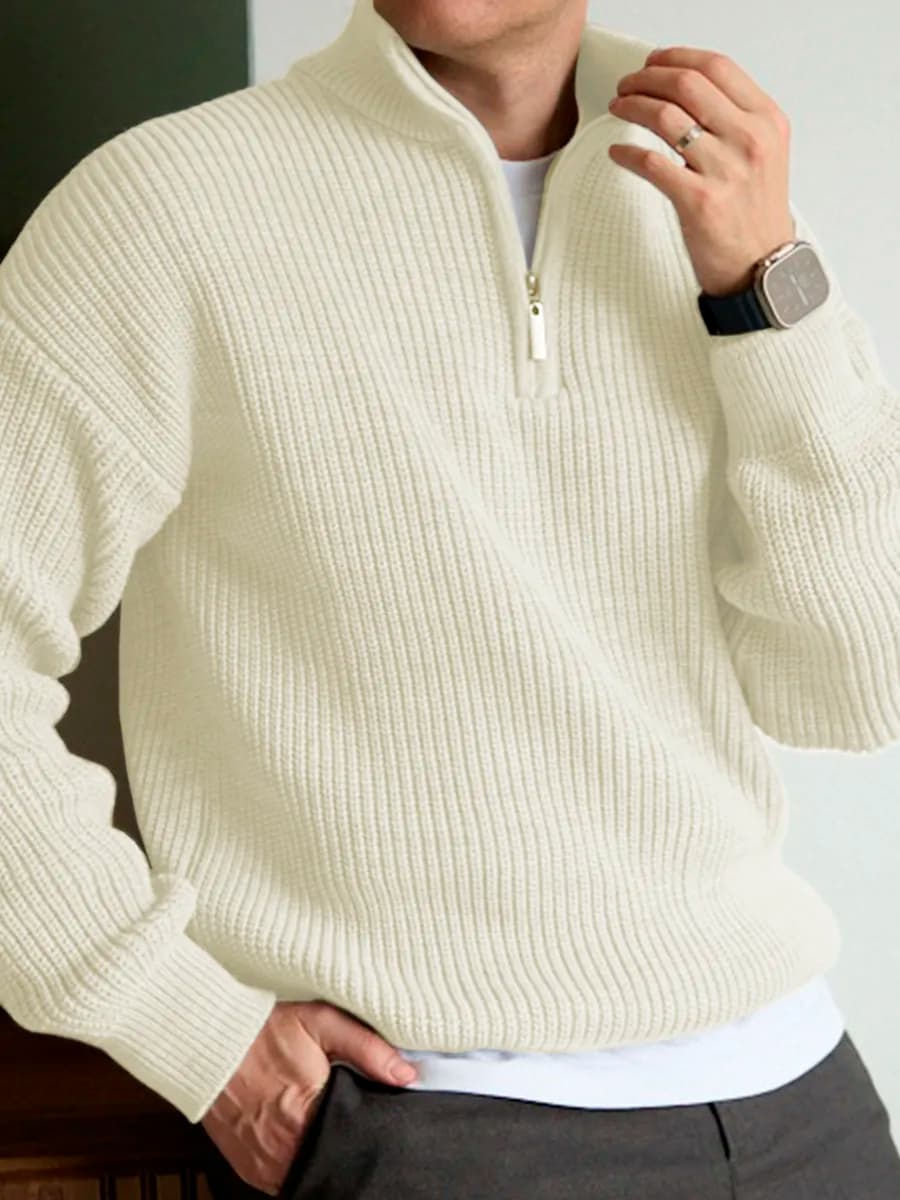 Свитер мужской на молнии полузамок теплый шерстяной