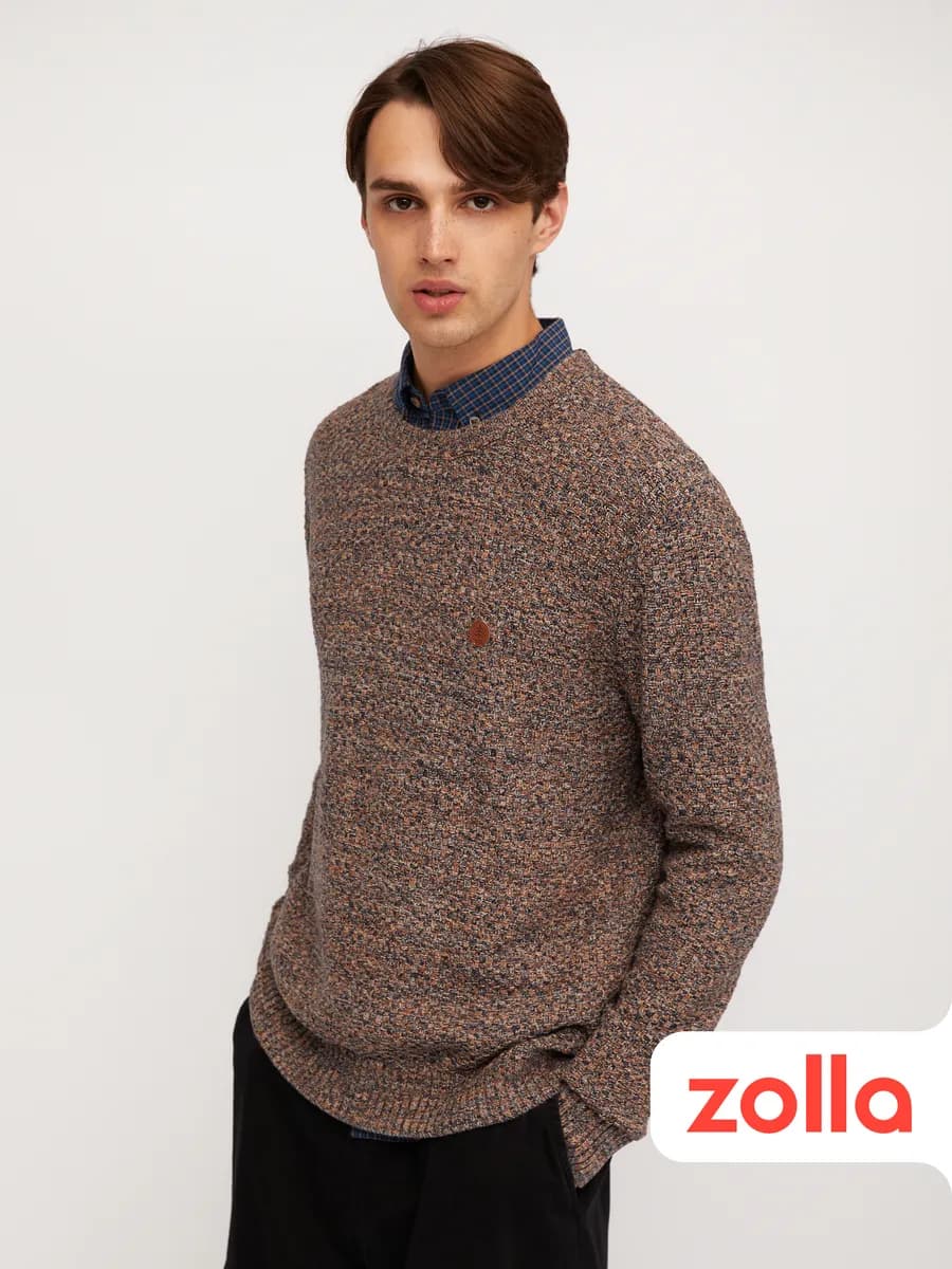 Мужской вязаный джемпер из хлопка - фото 1