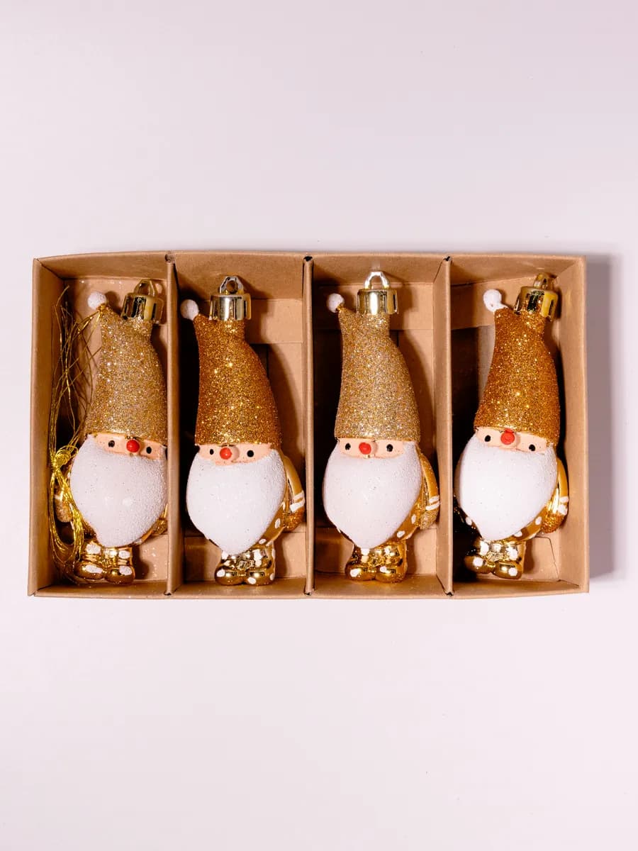 Елочные игрушки набор новогодние маленькие гномы на елку - фото 1