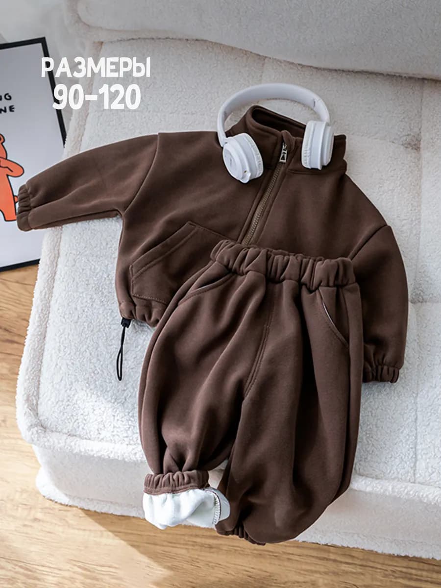 Детский теплый флисовый костюм комплект - фото 1
