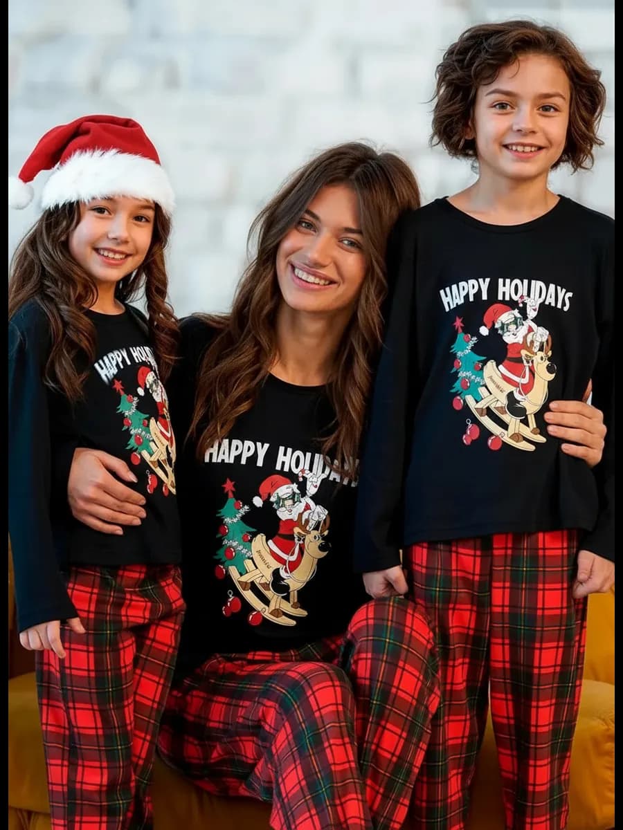 Новогодняя пижама со штанами семейная