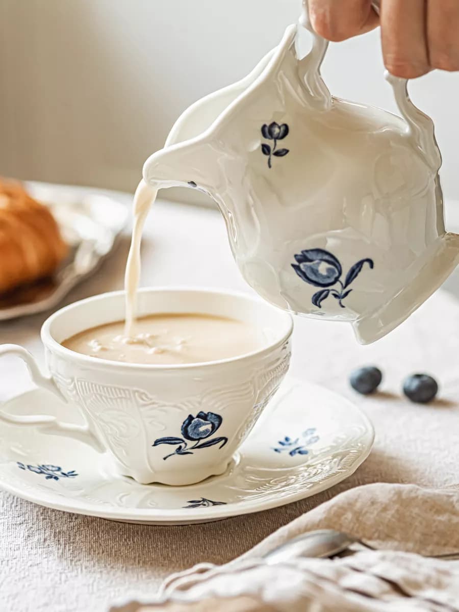 Чайная пара керамическая 215 мл, набор чашка и блюдце