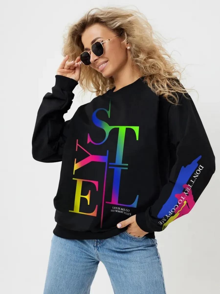 Свитшот оверсайз хлопковый трикотажный