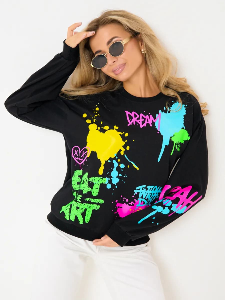 Свитшот оверсайз хлопковый трикотажный