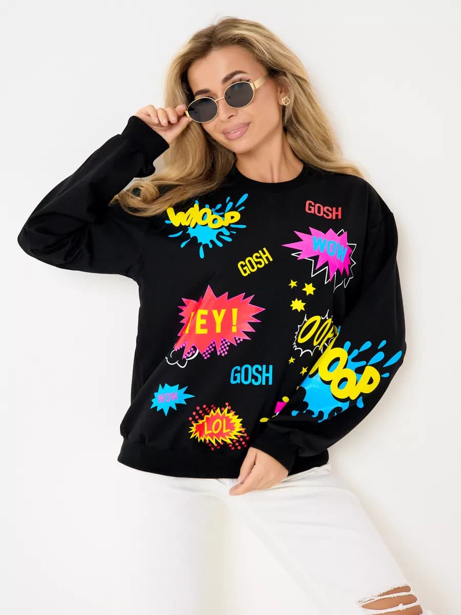 Свитшот оверсайз хлопковый трикотажный