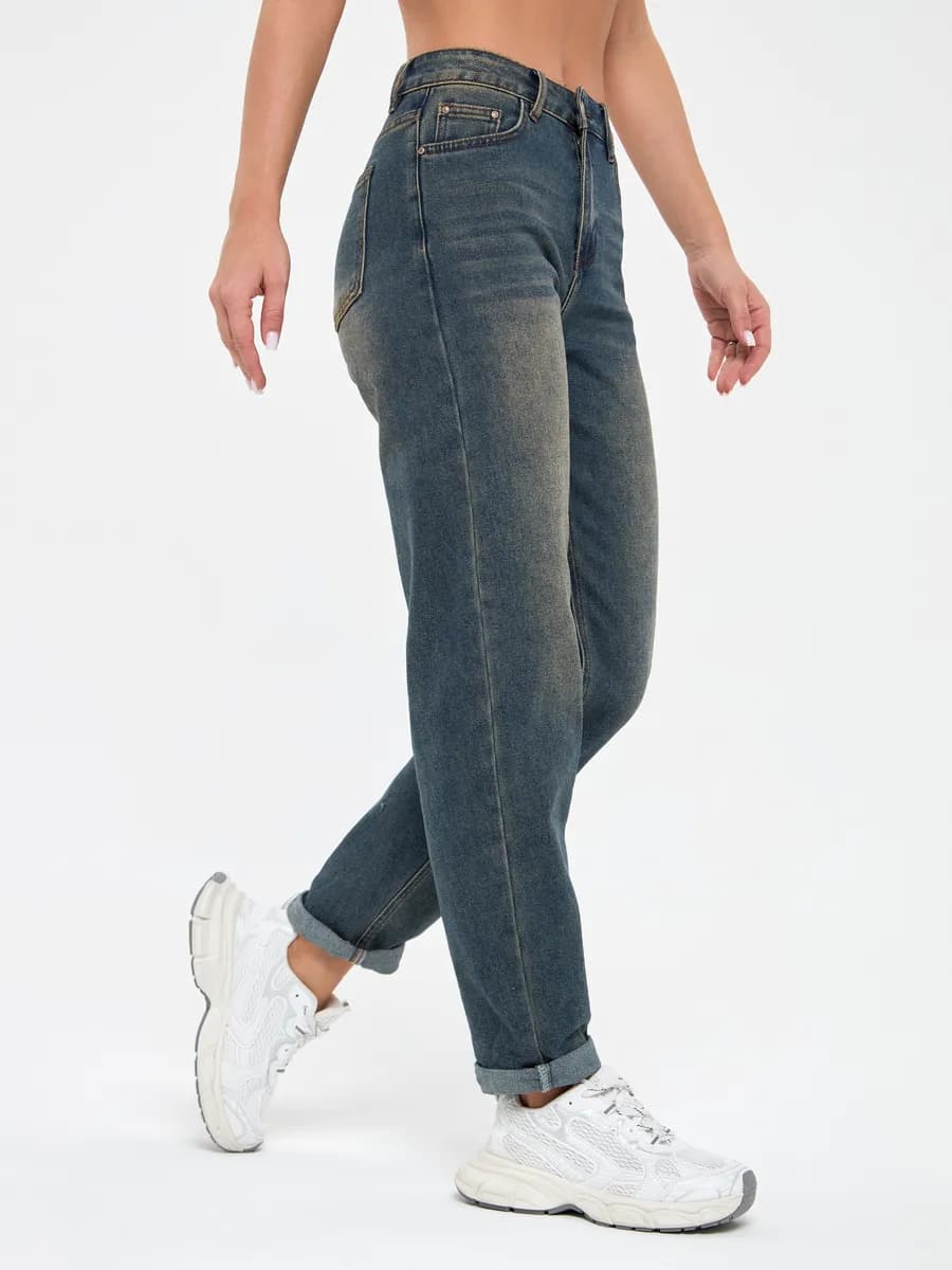 Джинсы бананы мом высокая посадка