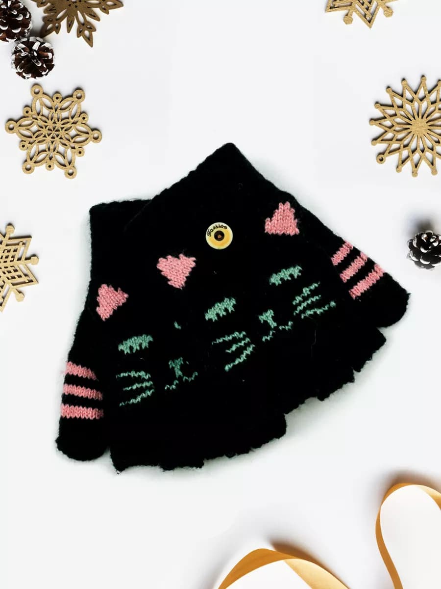 Перчатки-варежки-митенки без пальцев (4-7 лет)