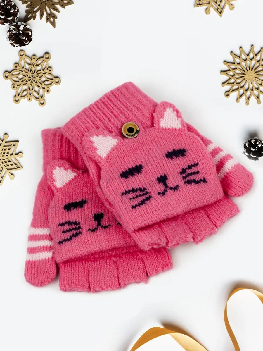 Перчатки-варежки-митенки без пальцев (4-7 лет)