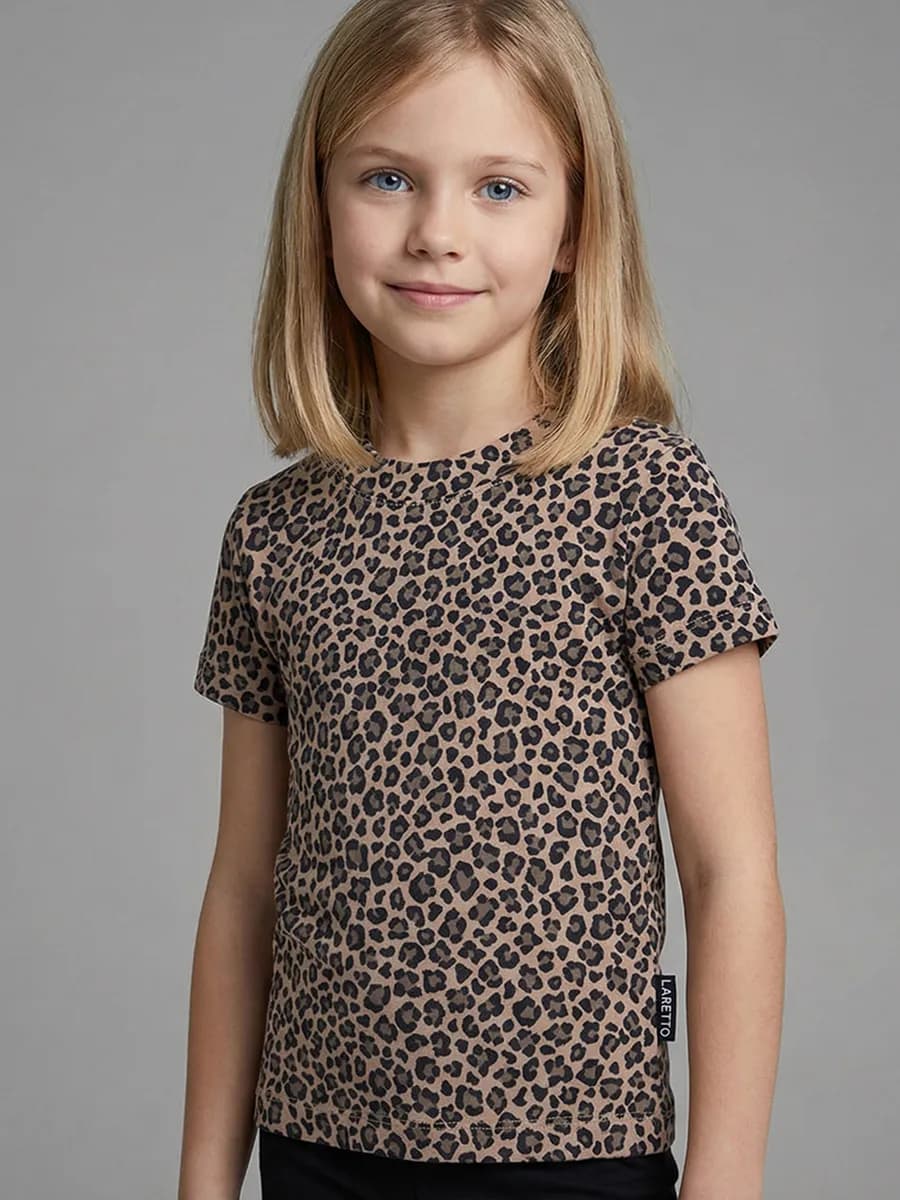 Футболка леопардовая для девочки - фото 1
