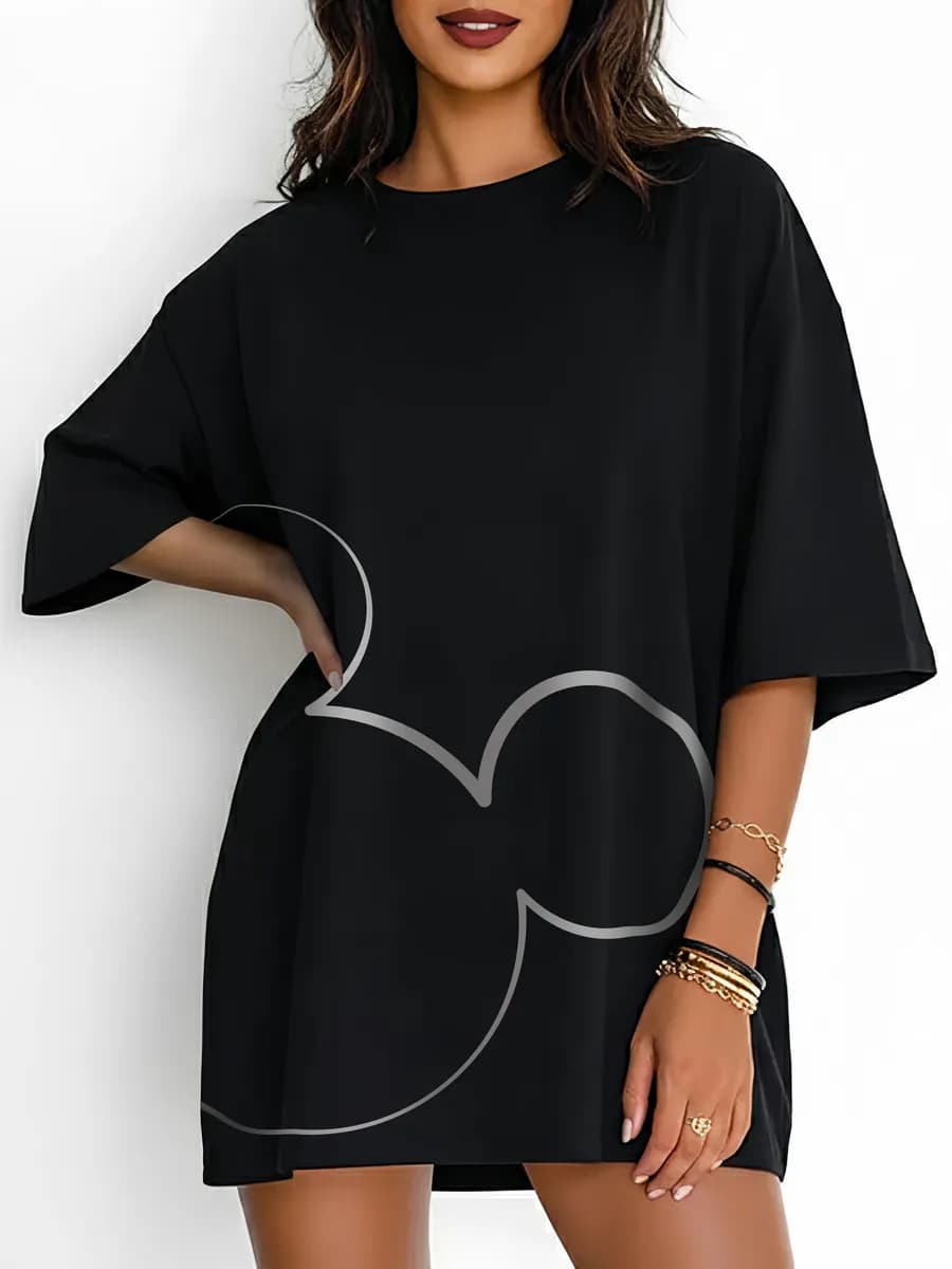 Футболка оверсайз нарядная Микки Маус больших размеров