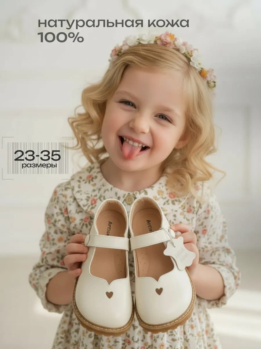 Туфли натуральная кожа нарядные на липучке