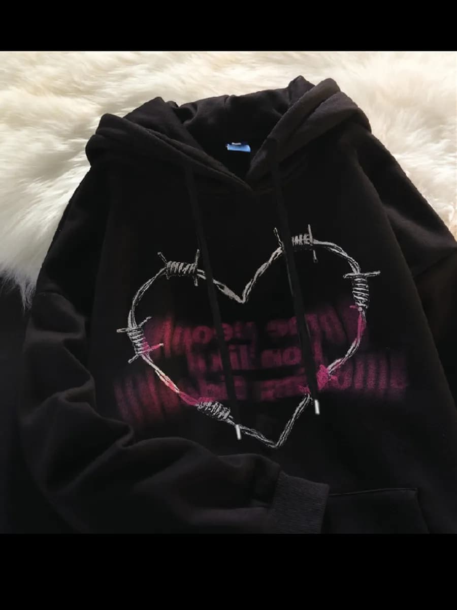 Толстовка черная сердце