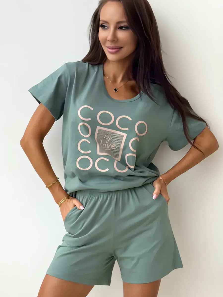 Пижама с шортами хлопок большие размеры Костюм домашний