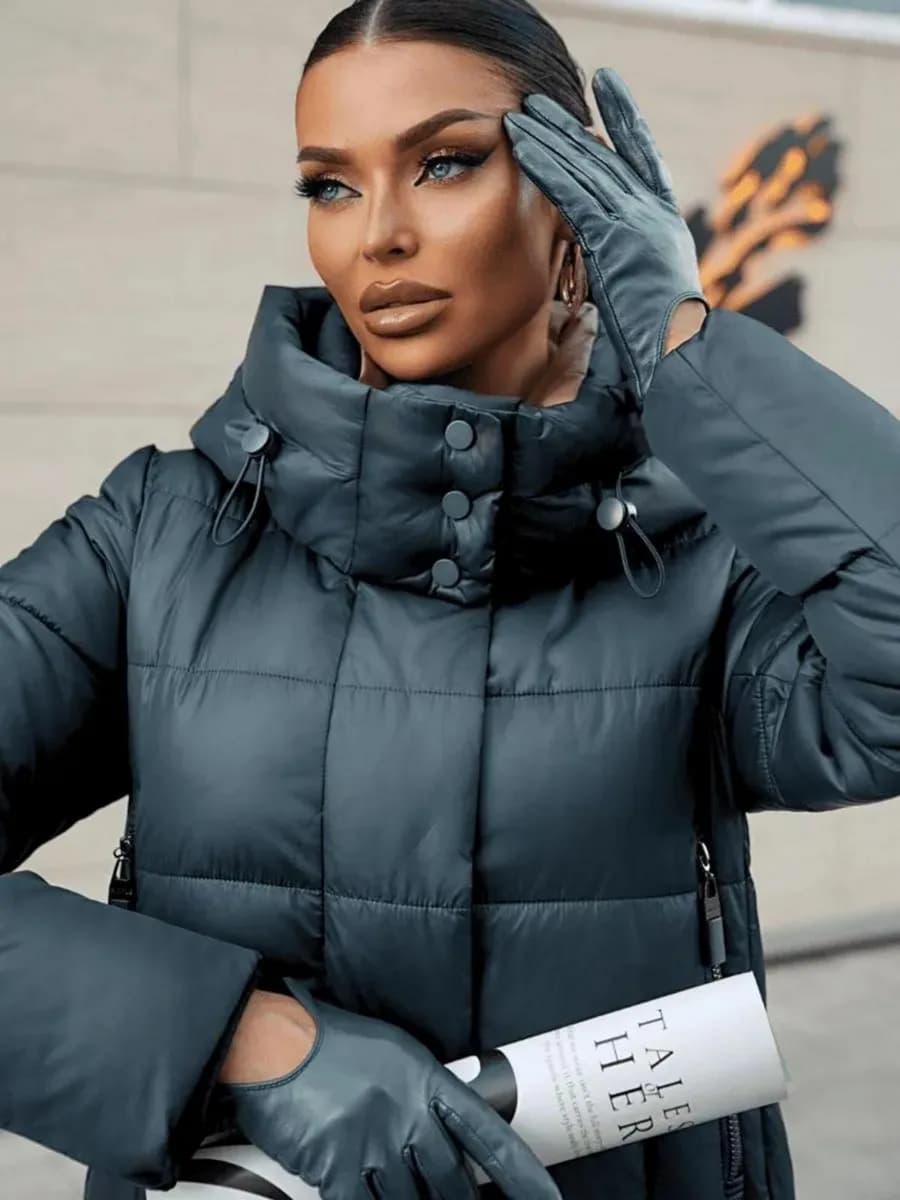 Пуховик зимний длинный с капюшоном