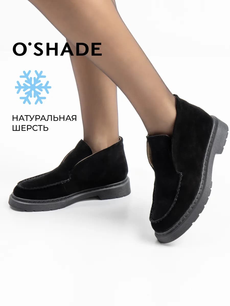 Ботинки женские зимние черные замшевые